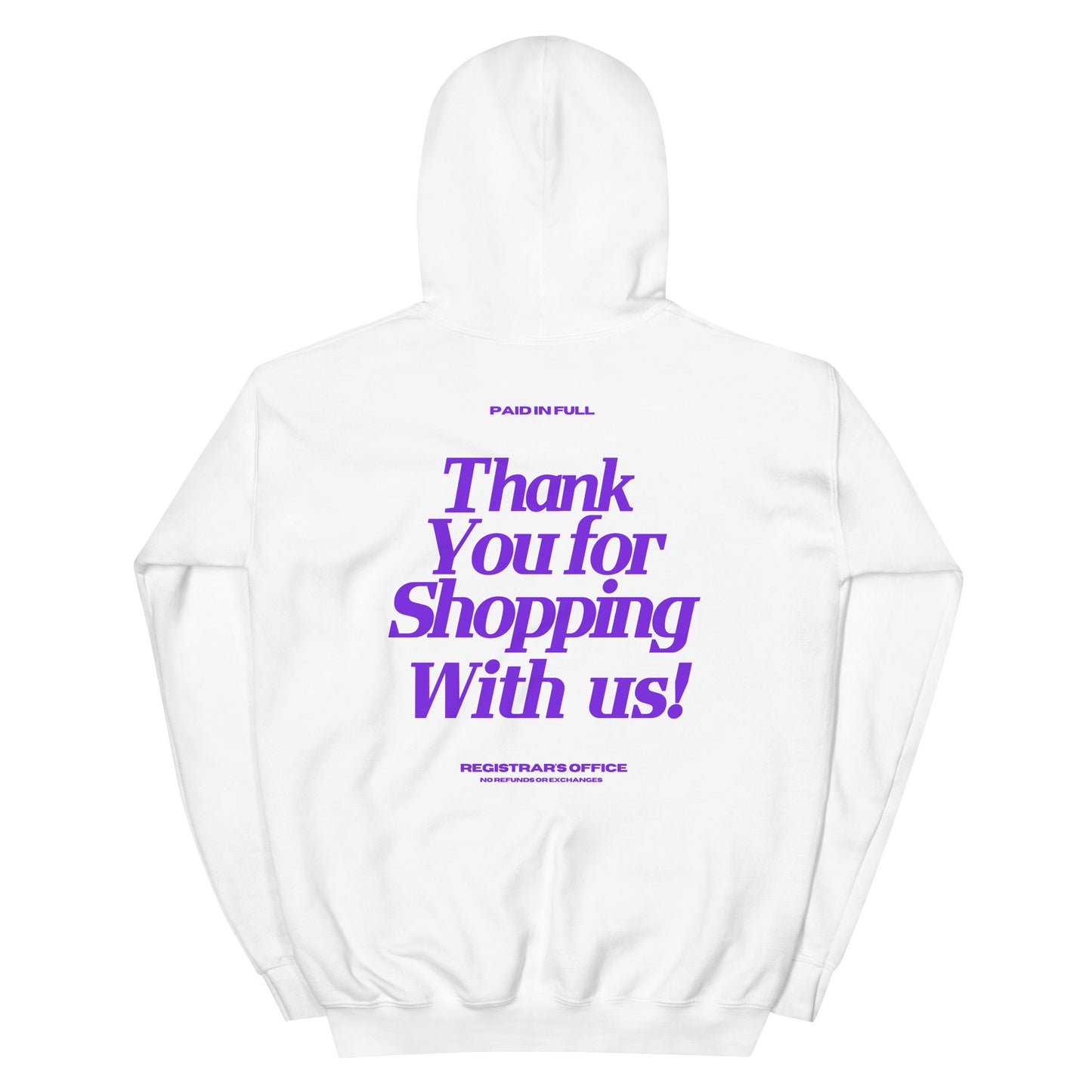'Paid in Full' Hoodie in White & Purple