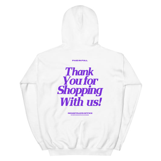 'Paid in Full' Hoodie in White & Purple