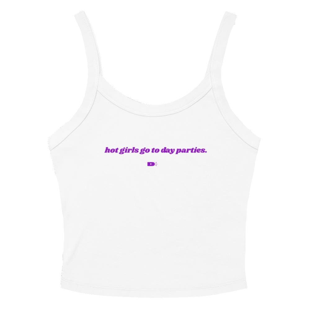 'Hot Girls' Micro-Rib Tank in White & Purple